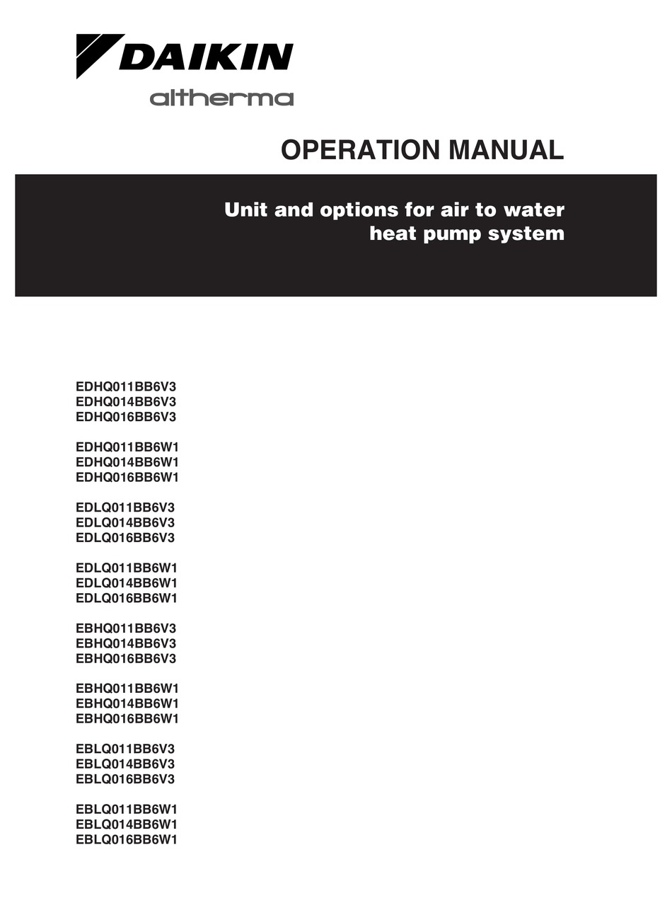 DAIKIN EDHQ011BB6V3 OPERATION MANUAL Pdf Download ManualsLib