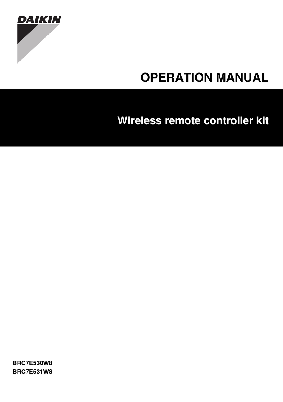 DAIKIN BRC7E530W8 OPERATION MANUAL Pdf Download | ManualsLib