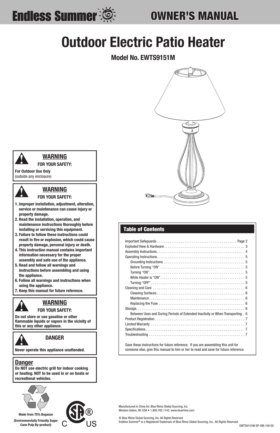 ENDLESS SUMMER EWTS9151M OWNER'S MANUAL Pdf Download ManualsLib