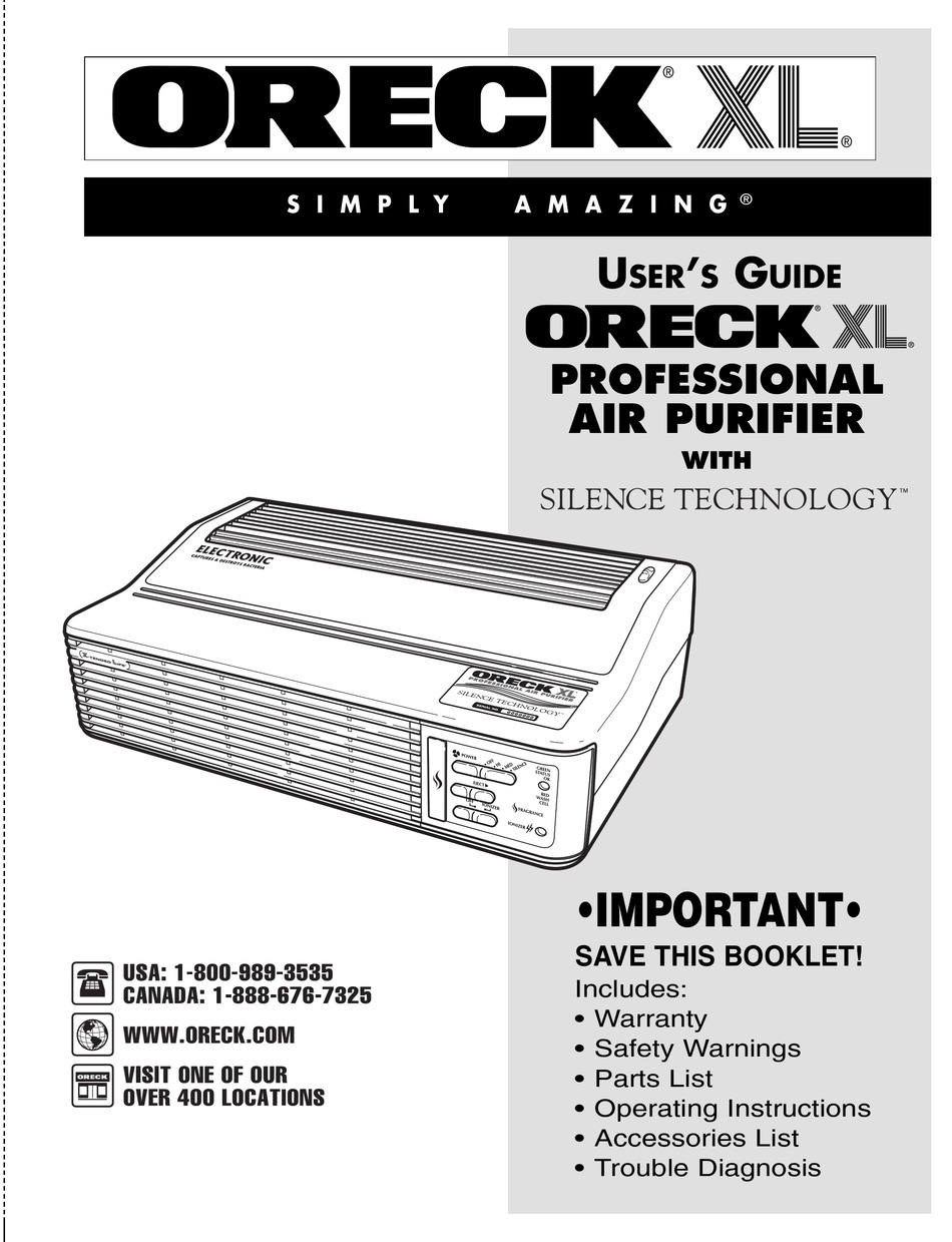 Oreck Air Purifier User Manual Pdf Download Manualslib