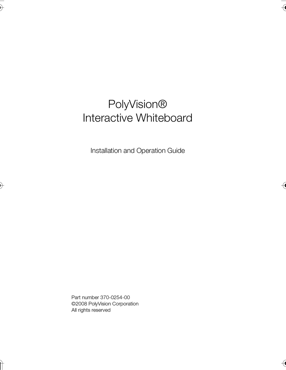 TOUCHBOARDS POLYVISION INSTALLATION AND OPERATION MANUAL Pdf Download