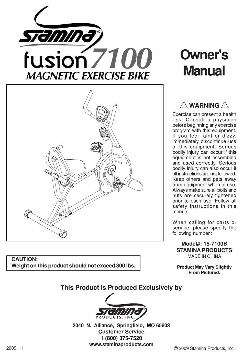 fusion 7100 exercise bike