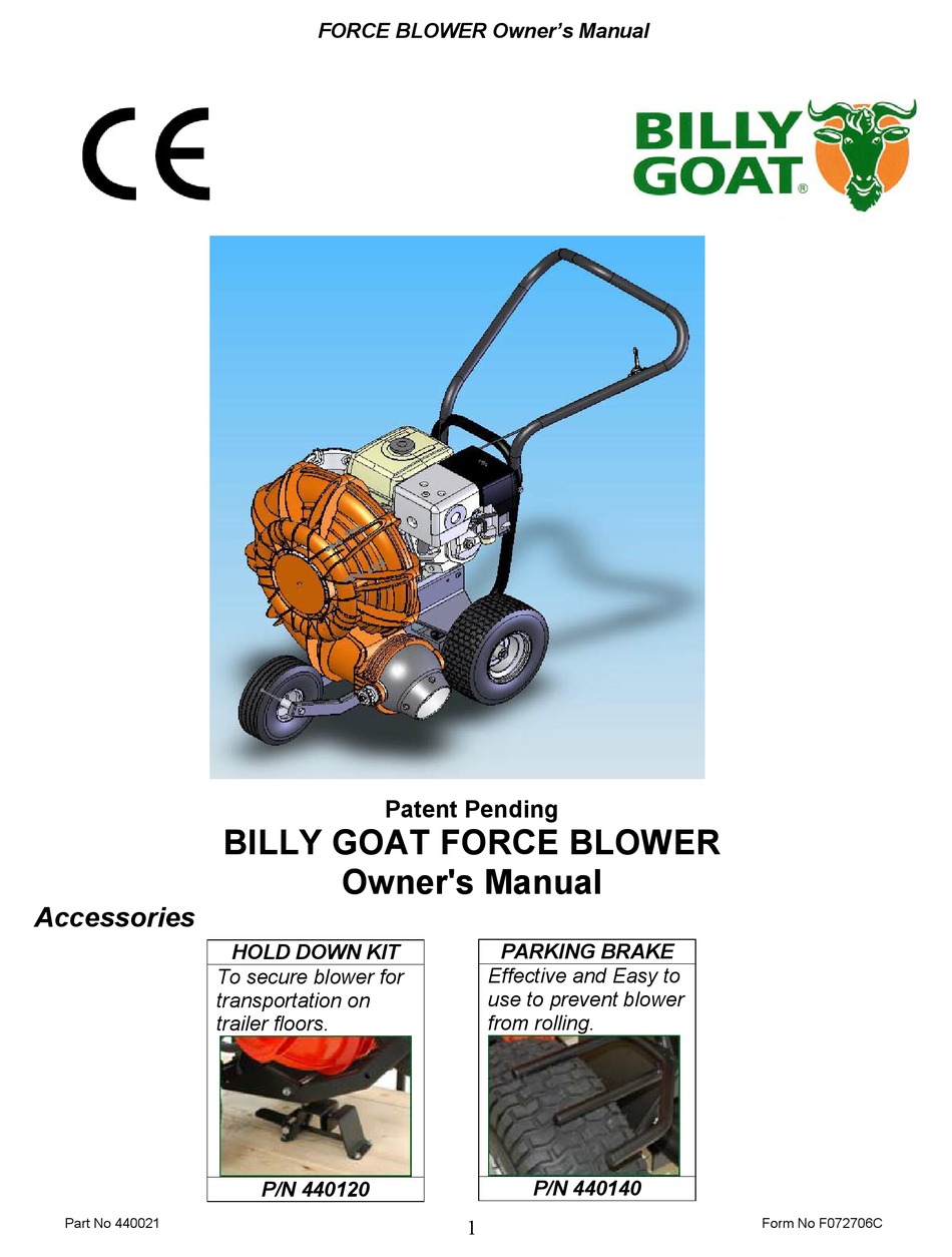 BILLY GOAT FORCE BLOWER OWNER'S MANUAL Pdf Download | ManualsLib