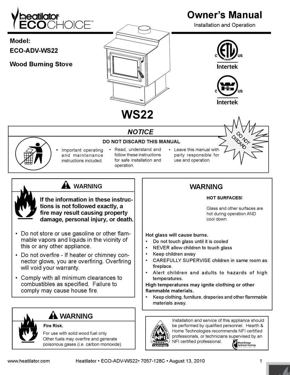 Heatilator Eco Choice Ceramic Blanket For WS22 Wood Stove