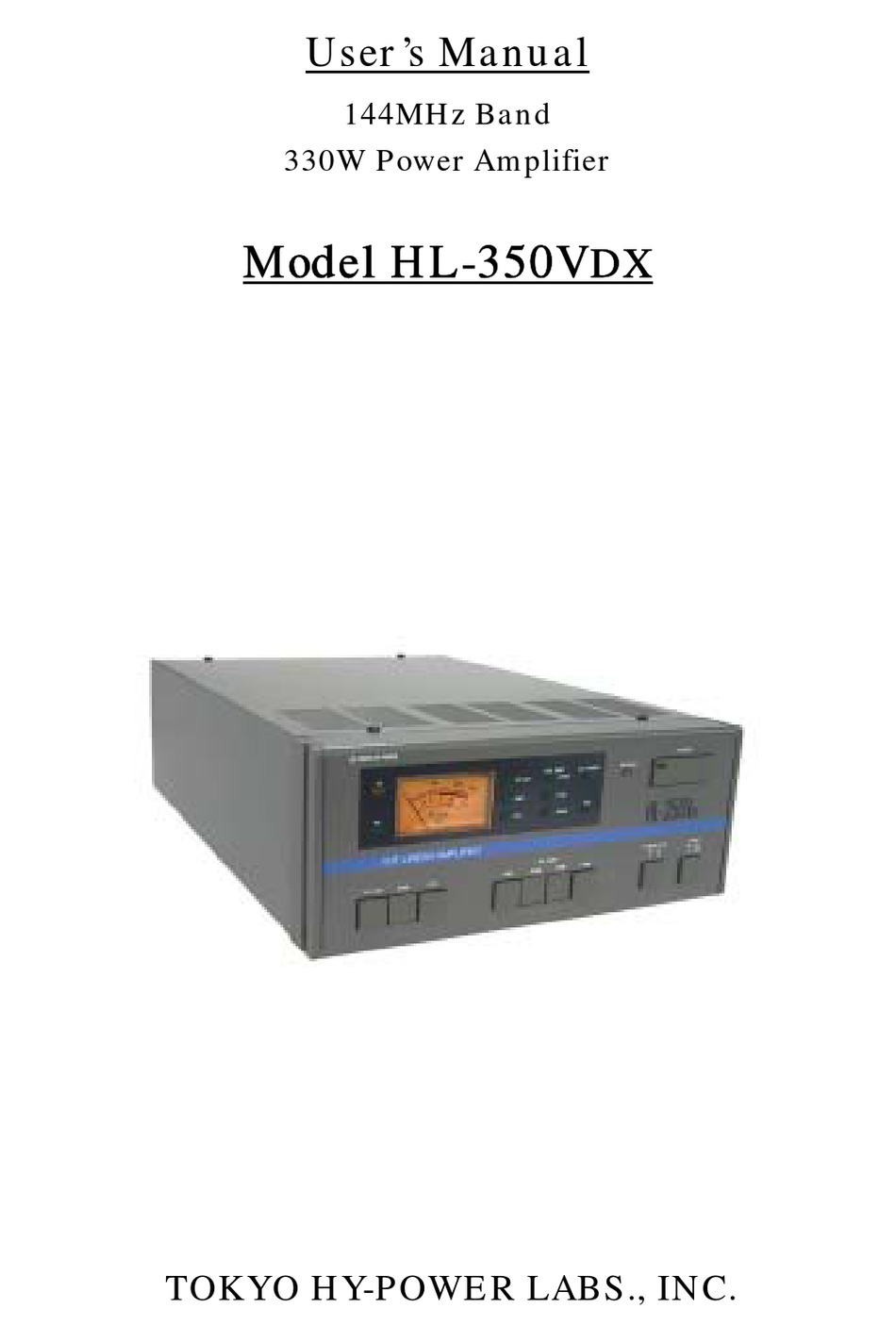 TOKYO HY-POWER HL-350VDX USER MANUAL Pdf Download | ManualsLib