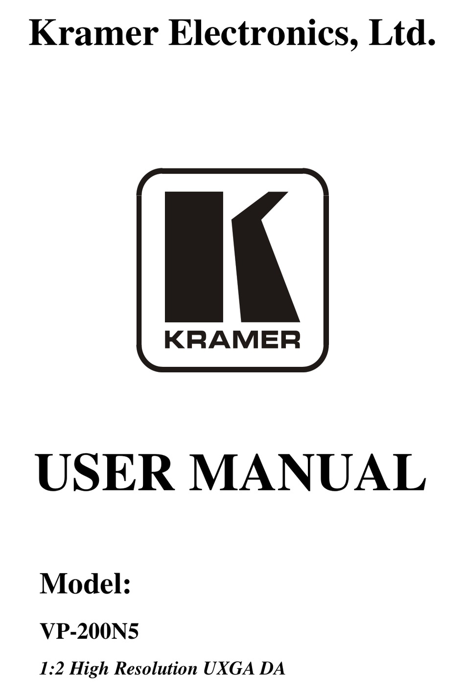 KRAMER VP-200N5 USER MANUAL Pdf Download | ManualsLib