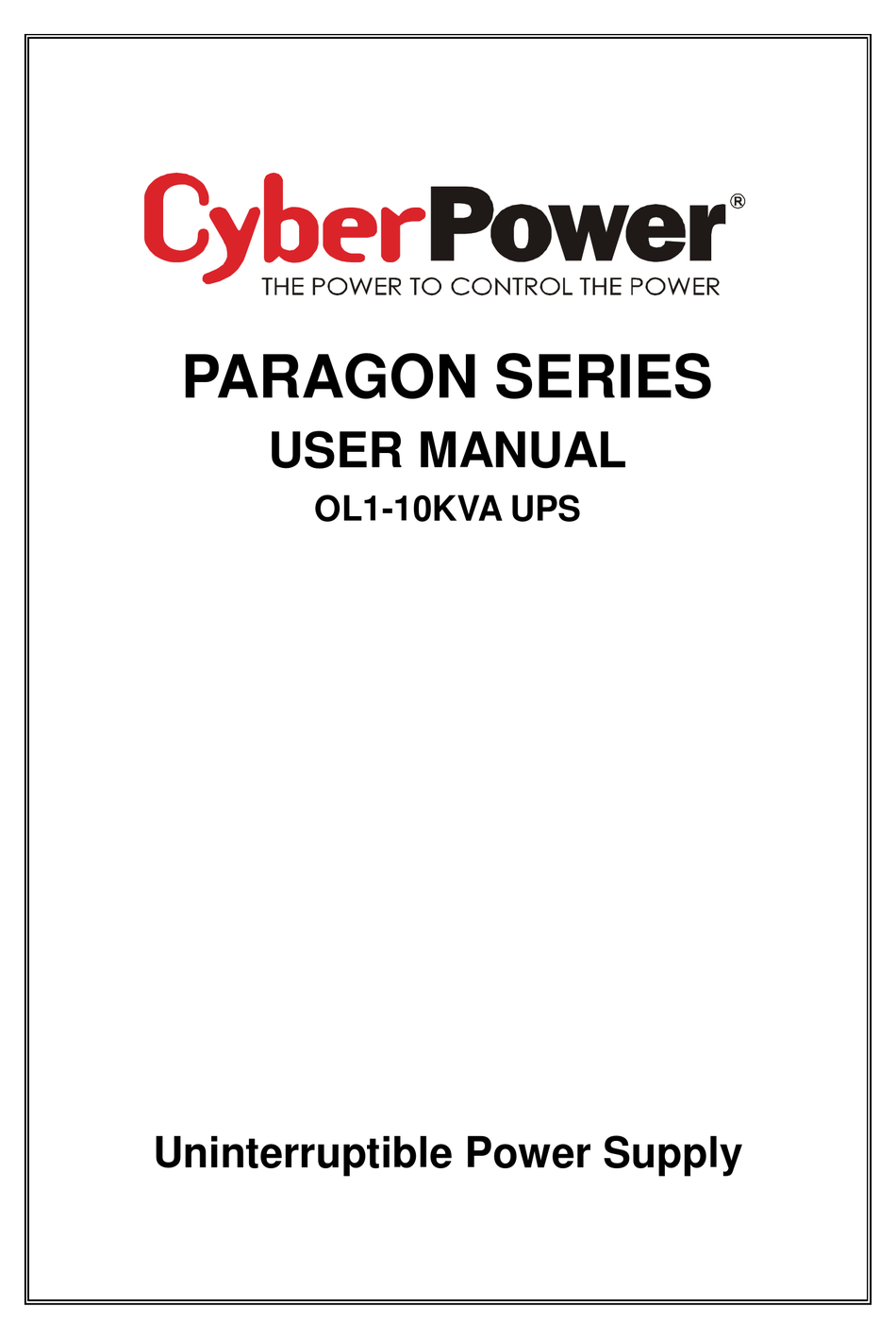 CYBERPOWER OL1-10KVA UPS USER MANUAL Pdf Download | ManualsLib