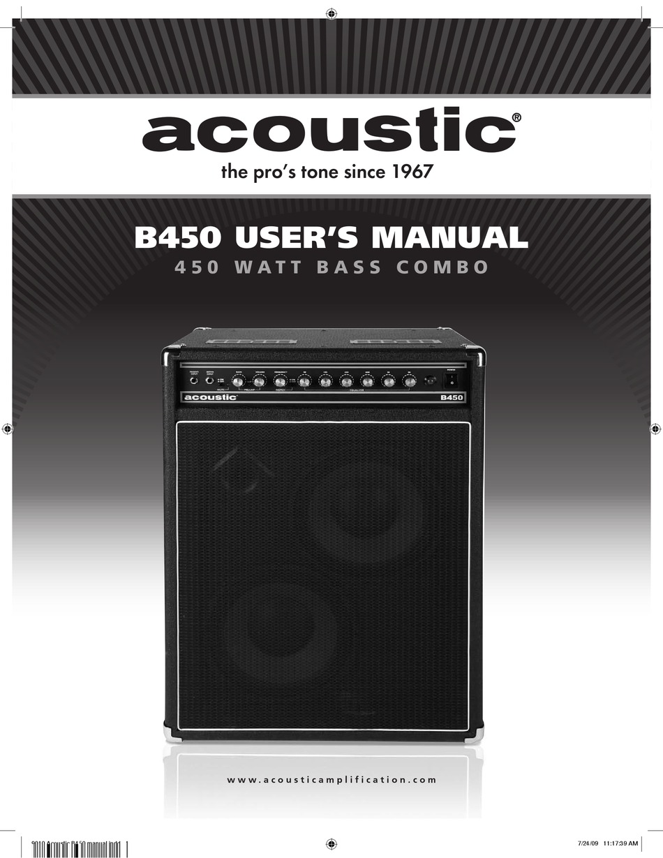 ACOUSTIC B450 USER MANUAL Pdf Download ManualsLib