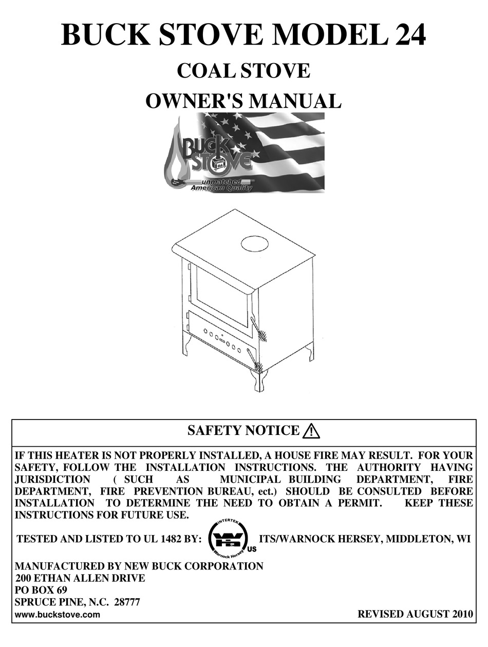 BUCKMASTER BUCK STOVE 24 OWNER'S MANUAL Pdf Download ManualsLib