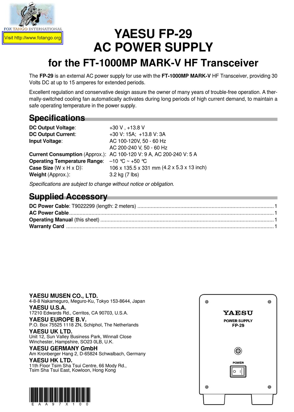 Yaesu Fp 29 User Manual Pdf Download Manualslib