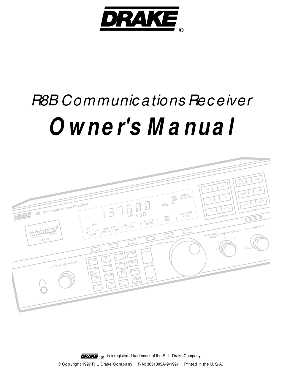 DRAKE R8B OWNER'S MANUAL Pdf Download | ManualsLib