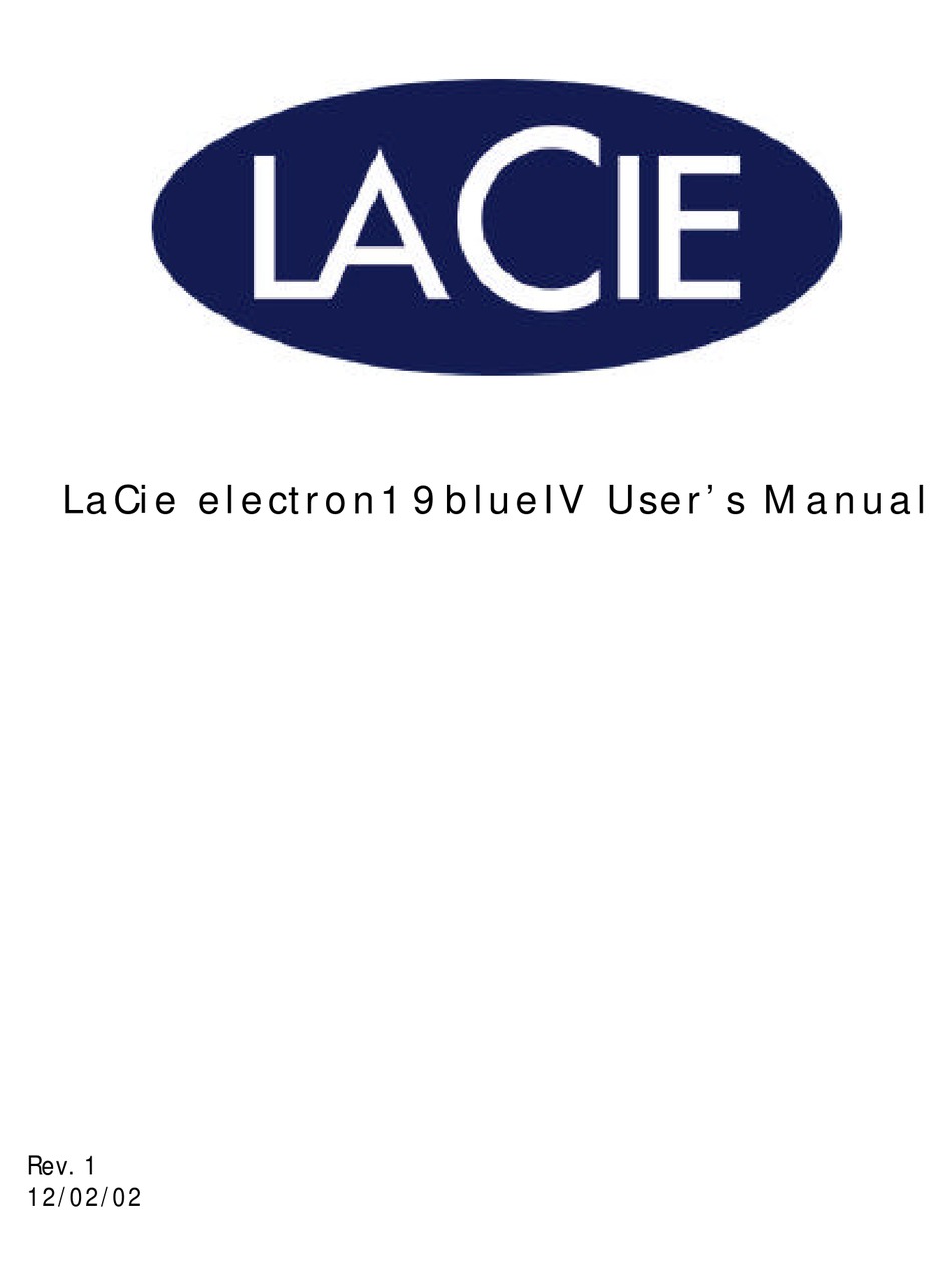 LACIE ELECTRON19BLUEIV USER MANUAL Pdf 