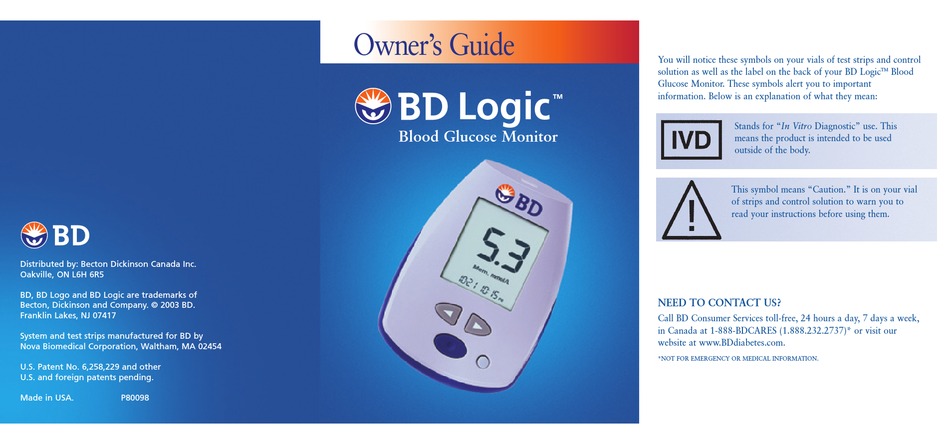 bd logic blood glucose monitor