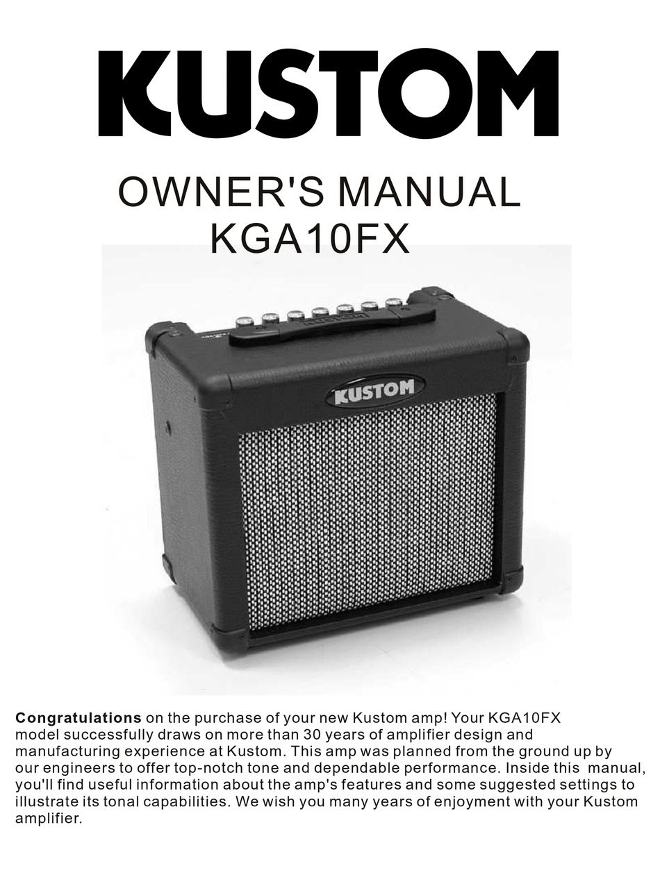 KUSTOM KGA10FX OWNER'S MANUAL Pdf Download ManualsLib