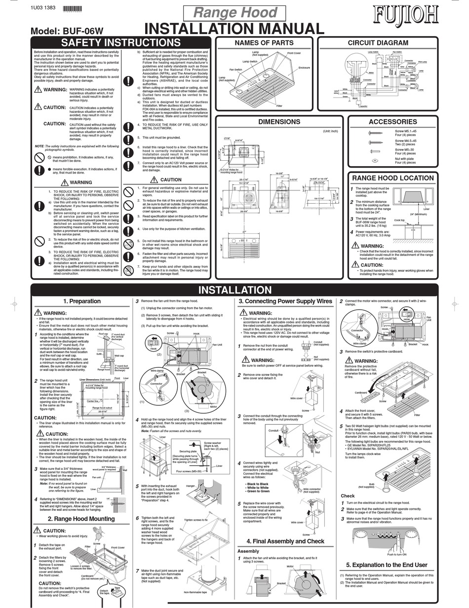 Fujioh Buf-06w Installation Manual Pdf Download 