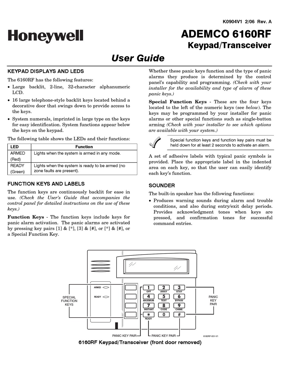 Honeywell Ademco Vista User Manual