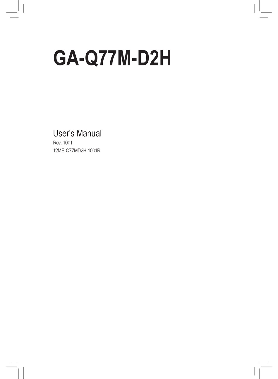 GIGABYTE GA-Q77M-D2H USER MANUAL Pdf Download | ManualsLib