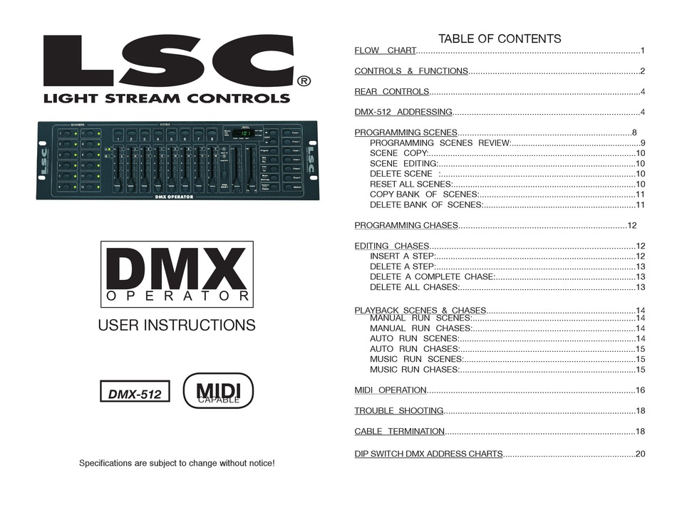 LSC DMX512 USER INSTRUCTIONS Pdf Download ManualsLib