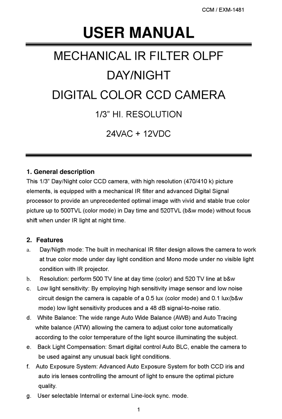 CCTV CCM-1481 USER MANUAL Pdf Download | ManualsLib