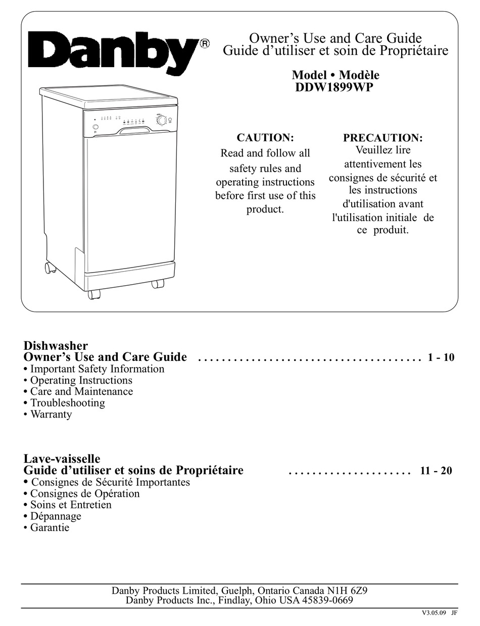 Dan Ddw1899wp Owner S Use And Care Manual Pdf Download Manualslib