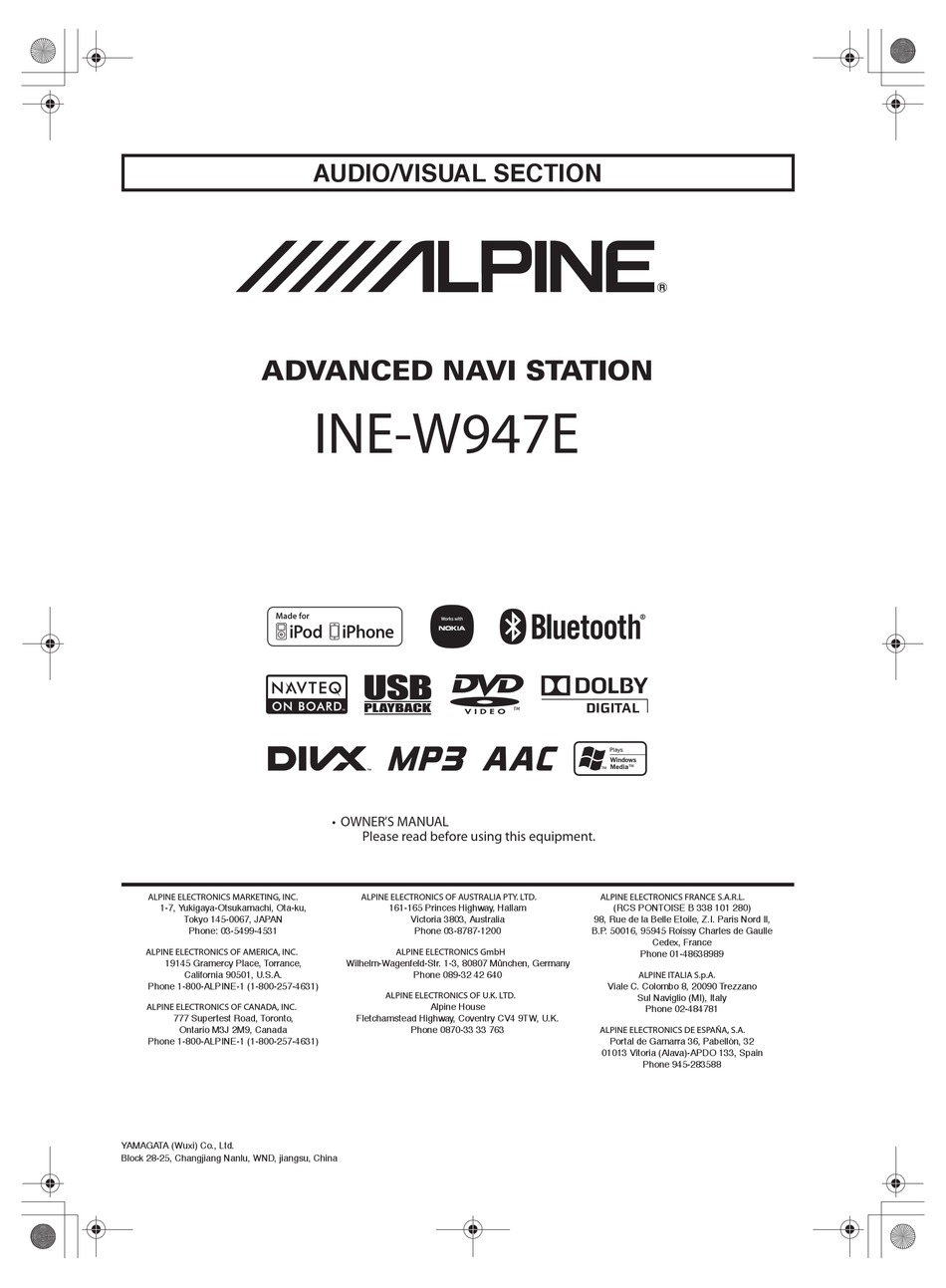 Alpine Ine W947e Owner S Manual Pdf Download Manualslib