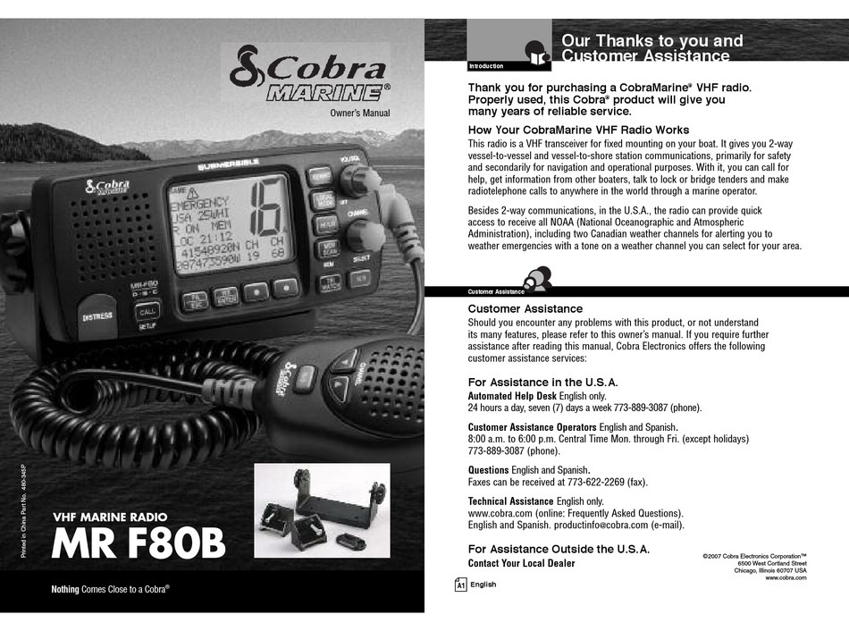COBRA MARINE MR F80B OWNER'S MANUAL Pdf Download ManualsLib