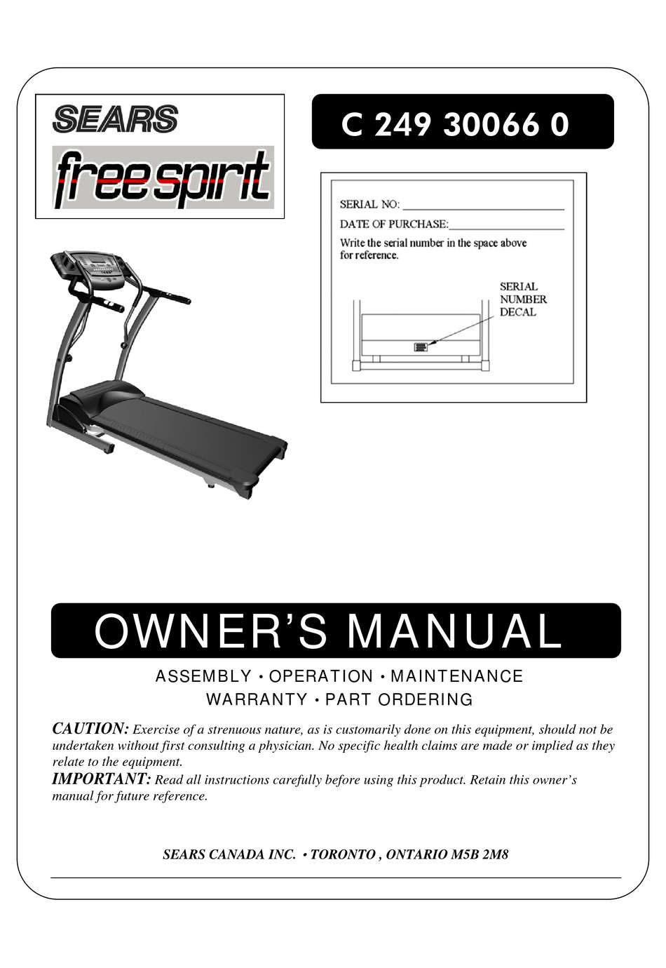 Ordering Replacement Parts - Sears Free Spirit Owner's Manual [Page 35]