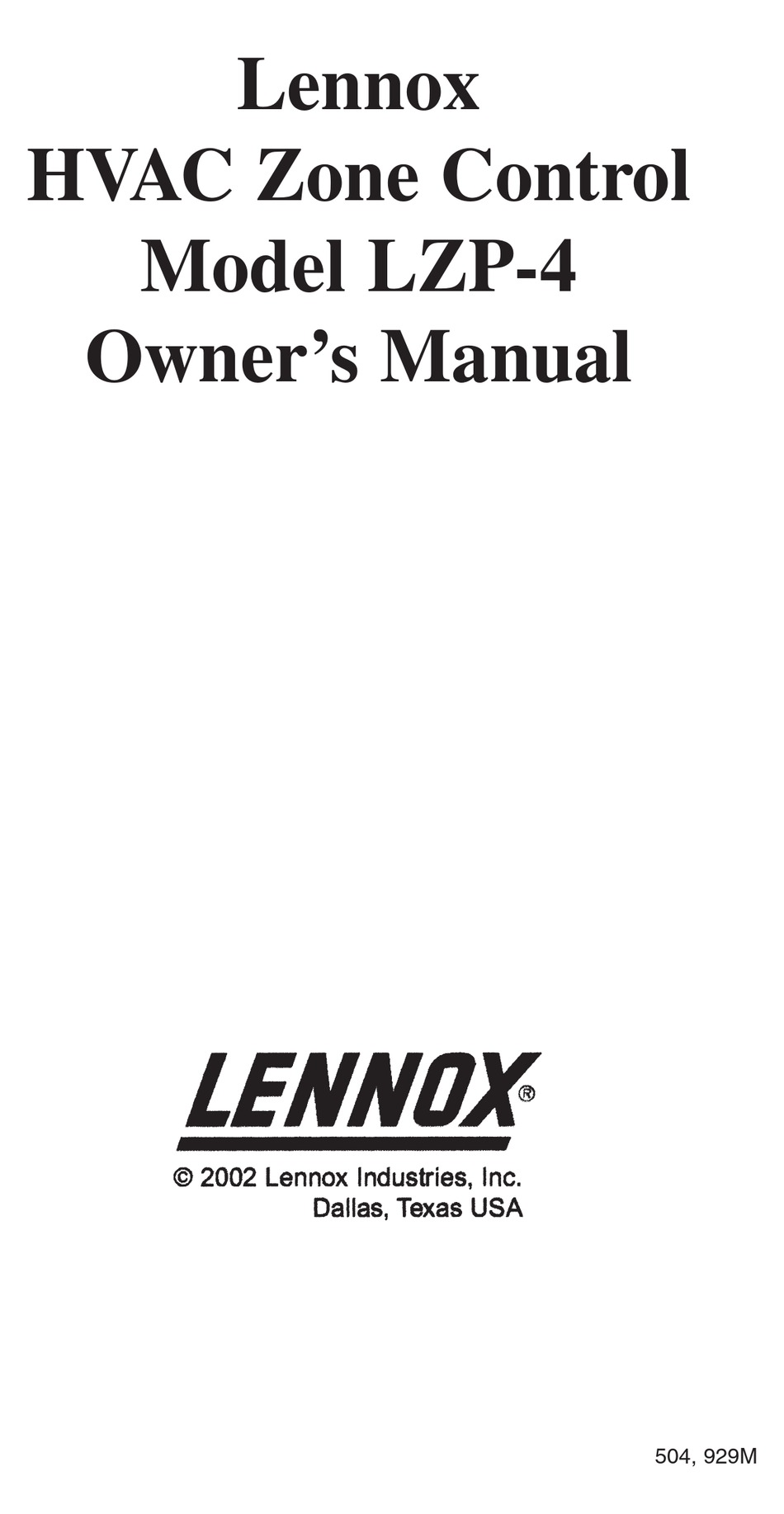 LENNOX LZP4 OWNER'S MANUAL Pdf Download ManualsLib