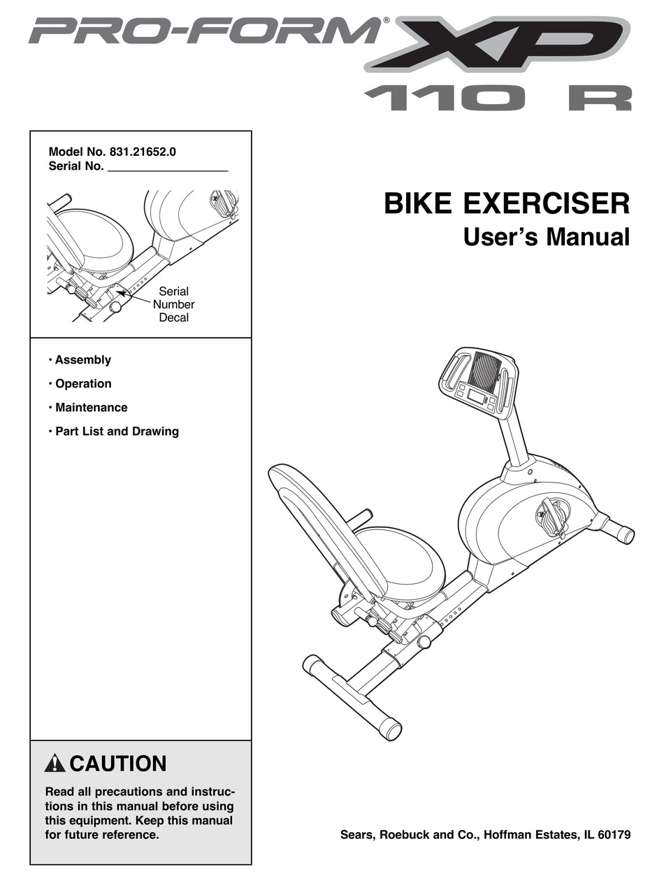 Proform xp 185 discount u exercise bike manual