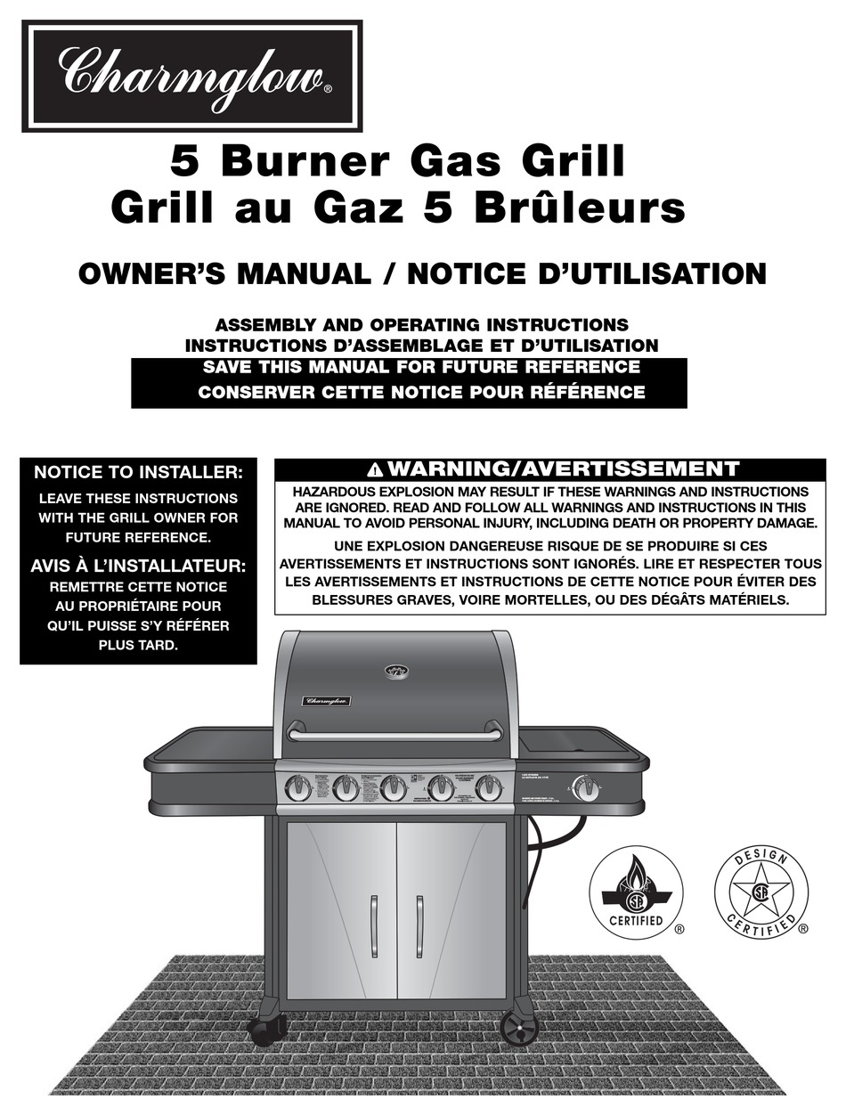 CHARMGLOW 5 BURNER GAS GRILL OWNER'S MANUAL Pdf Download ManualsLib