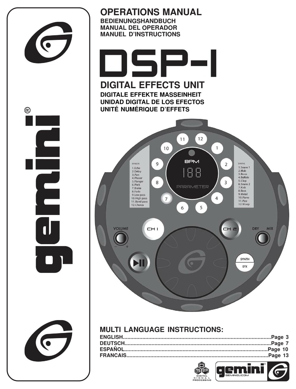 GEMINI DSP-1 OPERATION MANUAL Pdf Download | ManualsLib