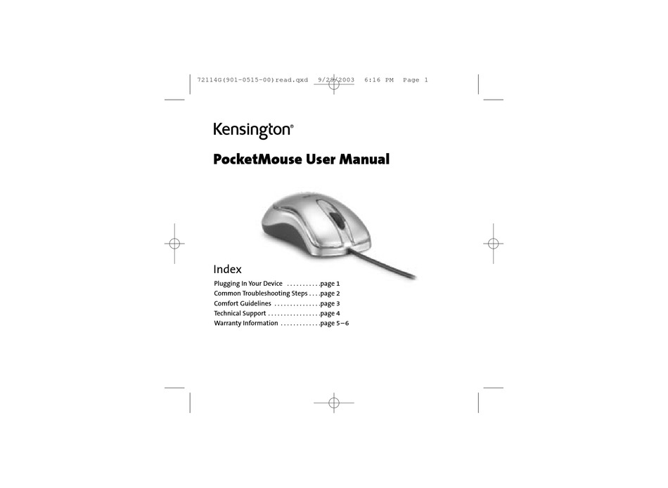 kensington pocket mouse instructions
