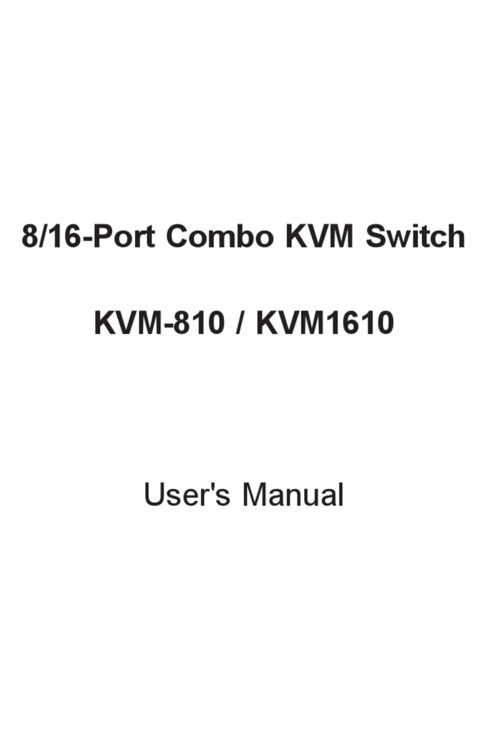 KVM810 USER MANUAL Pdf Download ManualsLib