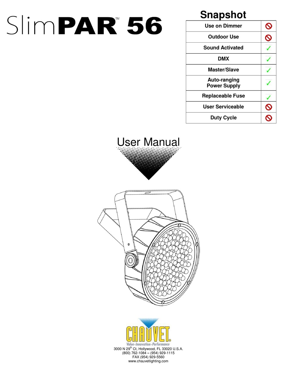 CHAUVET SLIMPAR 56 USER MANUAL Pdf Download | ManualsLib
