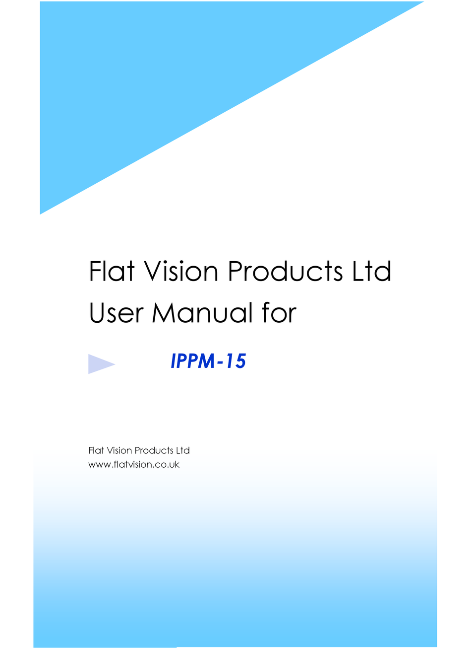 FLAT VISION PRODUCTS IPM15 USER MANUAL Pdf Download ManualsLib
