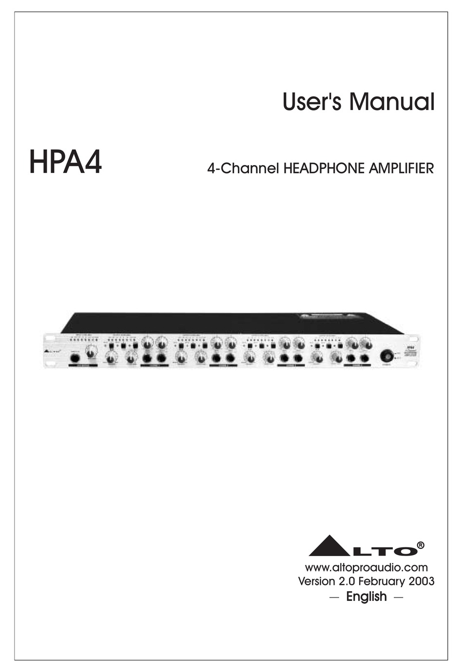 ALTO HPA4 USER MANUAL Pdf Download | ManualsLib