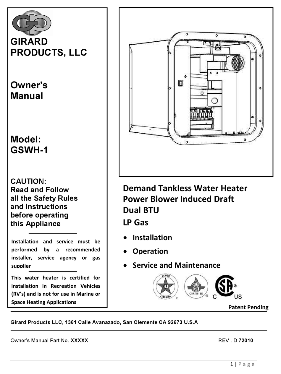 Girard G2000 Awning Manual