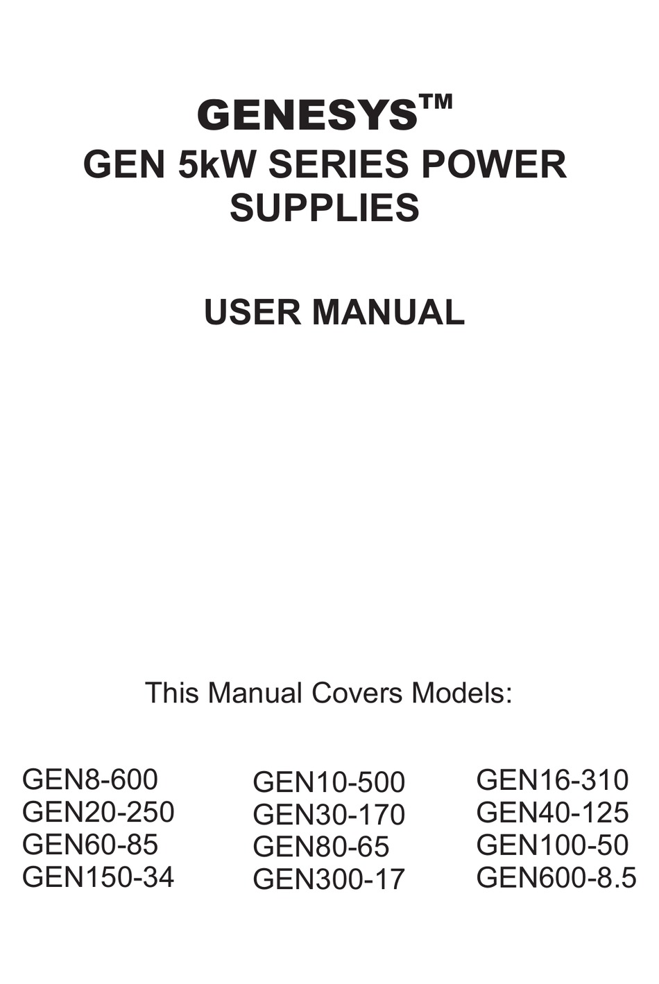 GENESYS GEN8-600 USER MANUAL Pdf Download | ManualsLib