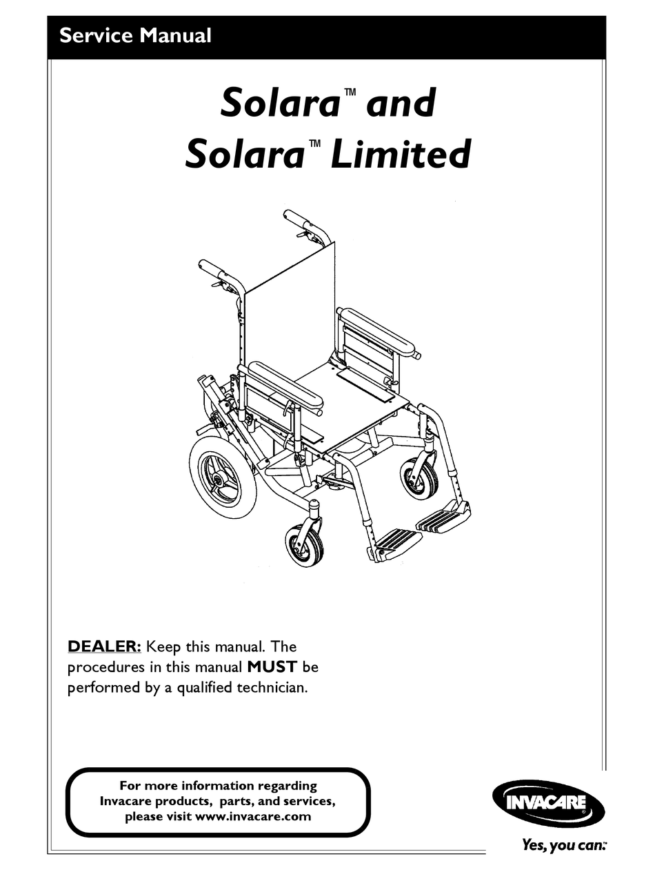 INVACARE SOLARA SERVICE MANUAL Pdf Download ManualsLib