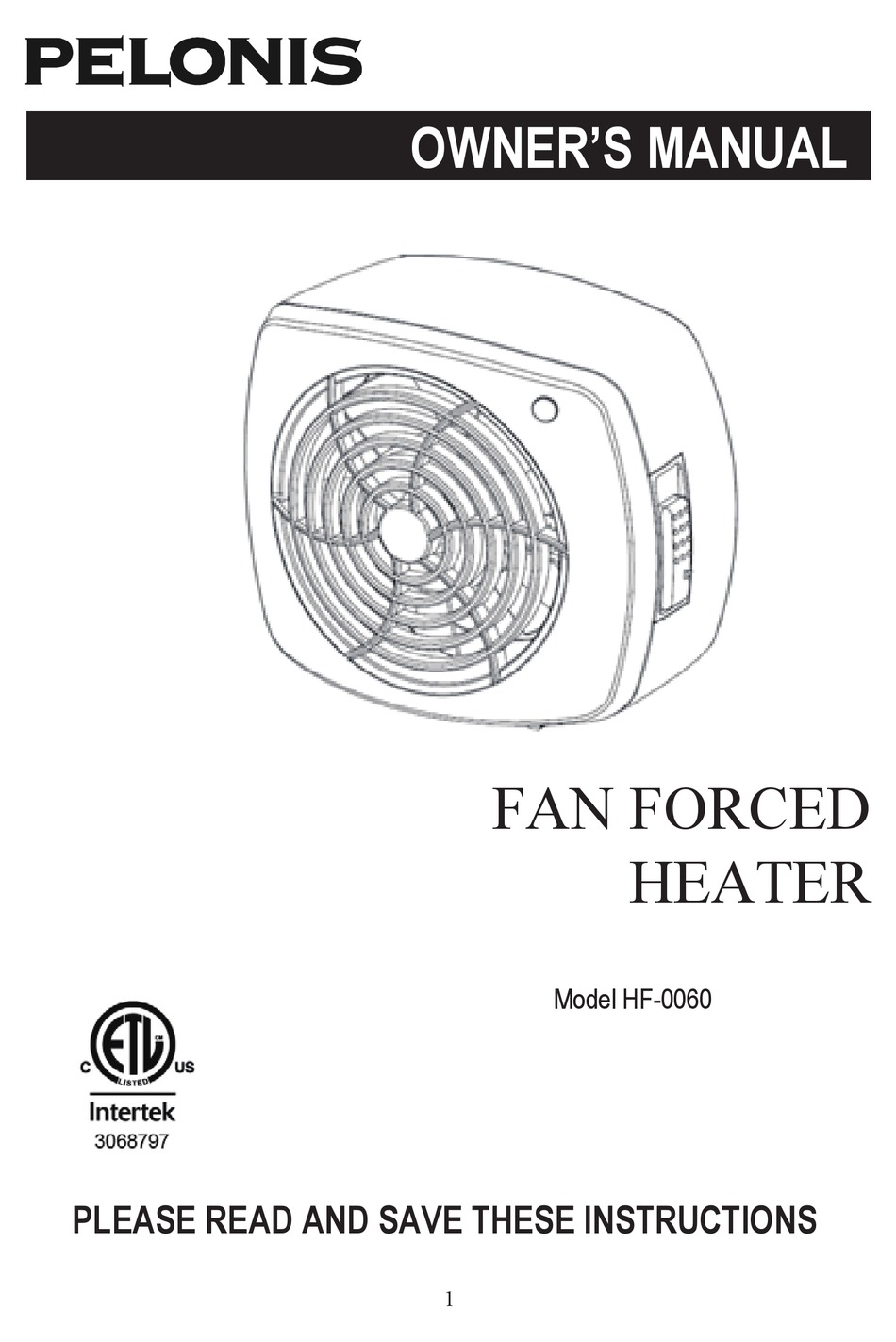 PELONIS HF-0060 OWNER'S MANUAL Pdf Download | ManualsLib