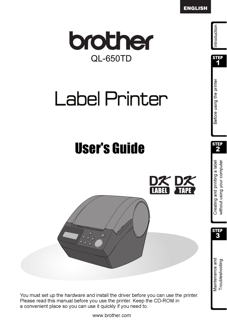 BROTHER QL-650TD USER MANUAL Pdf Download | ManualsLib