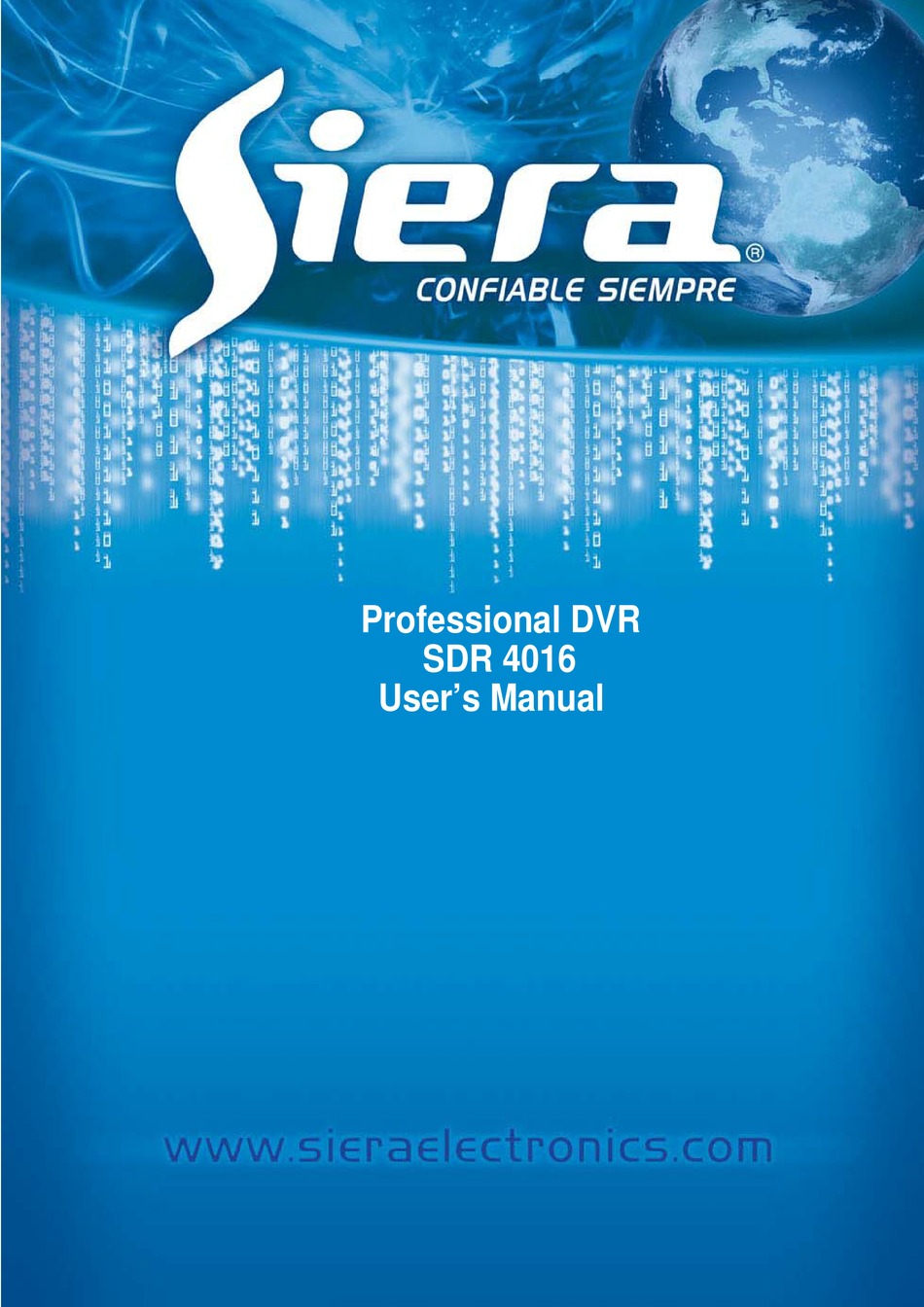 SIERA SDR 4016 USER MANUAL Pdf Download ManualsLib