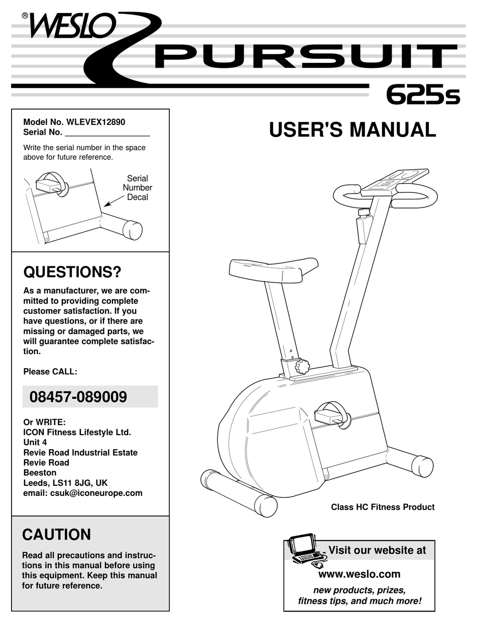 Weslo pursuit discount e26 exercise bike