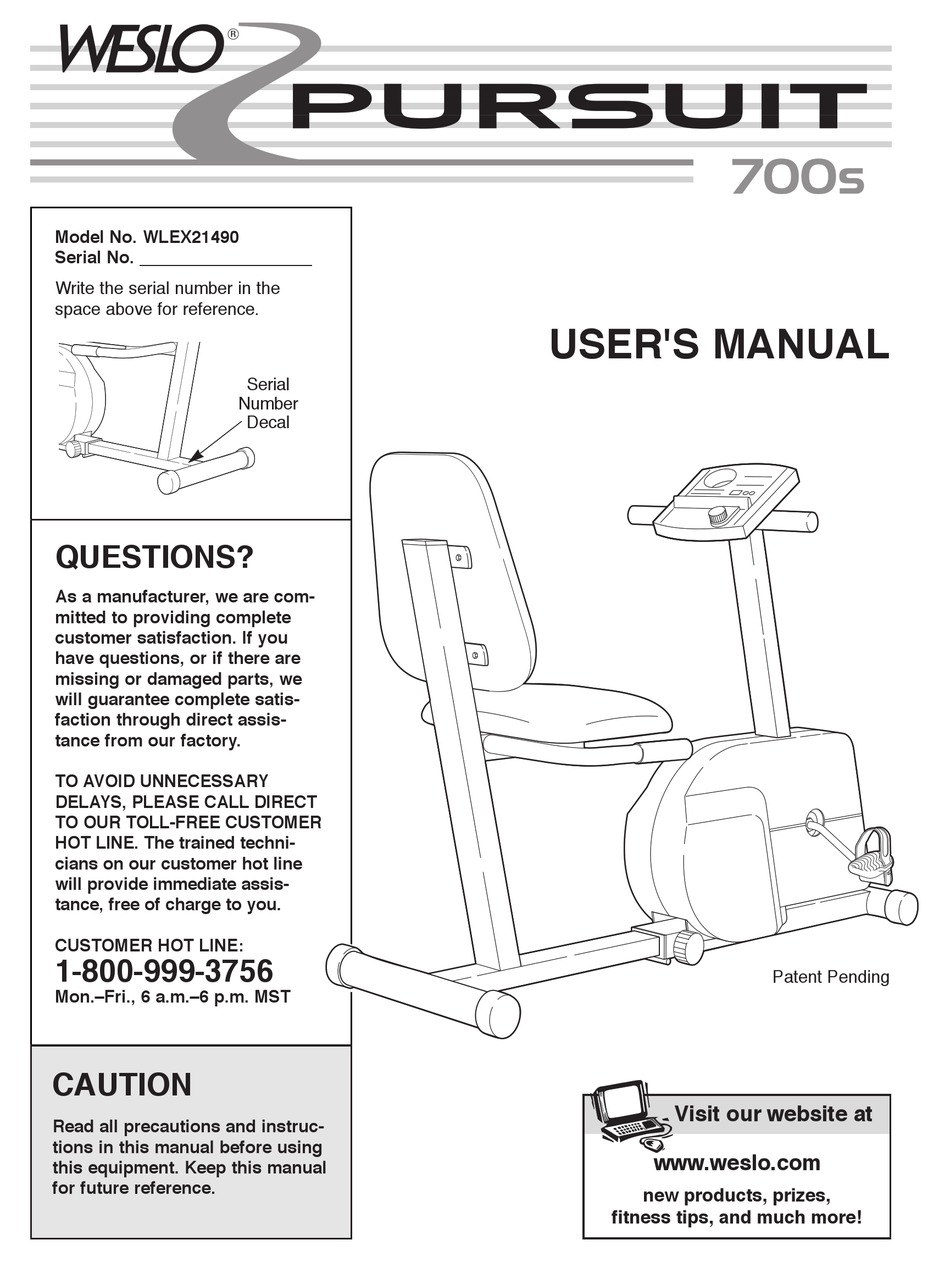 Weslo pursuit best sale 720s exercise bike