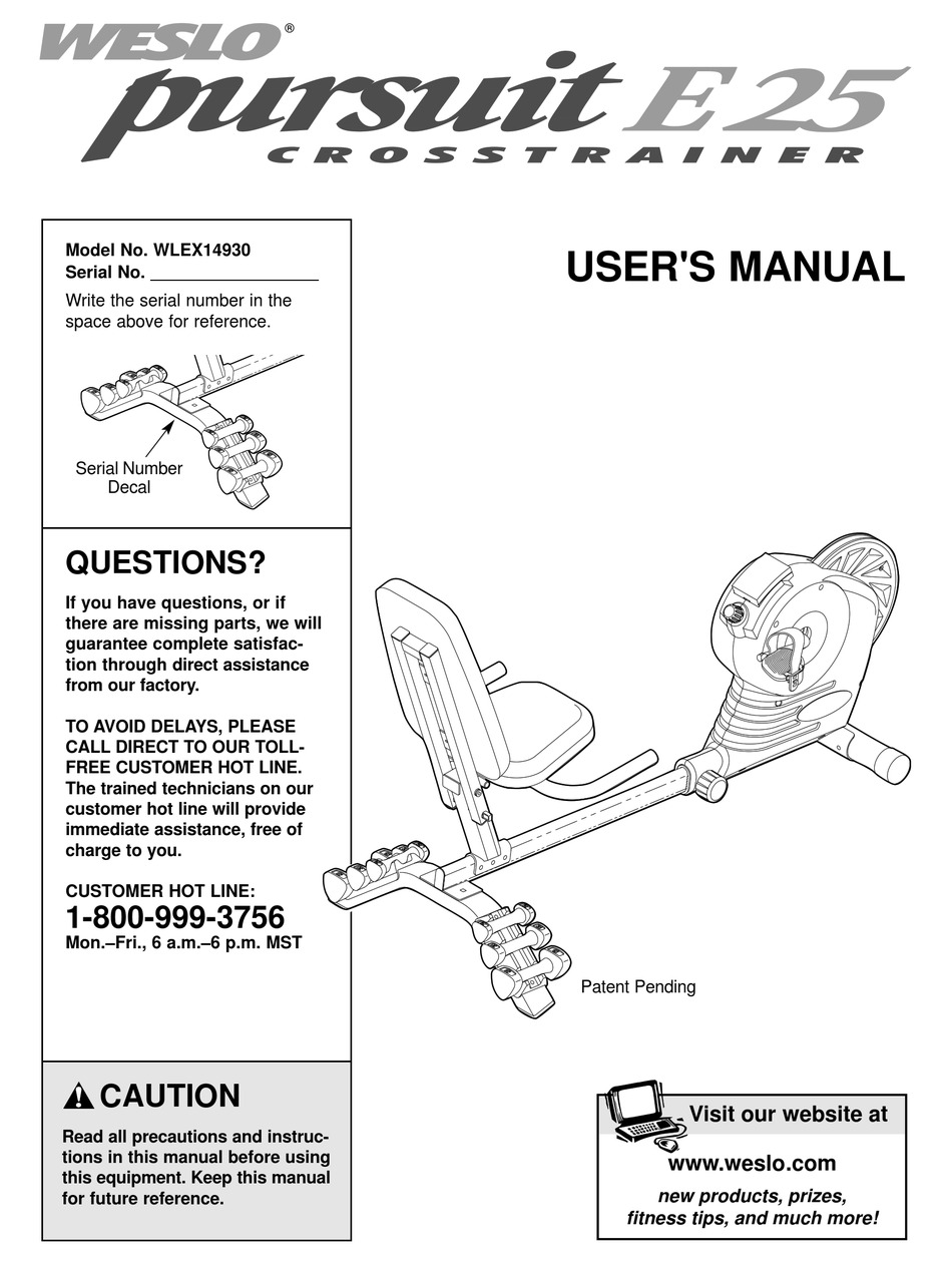 Weslo cross cycle online parts