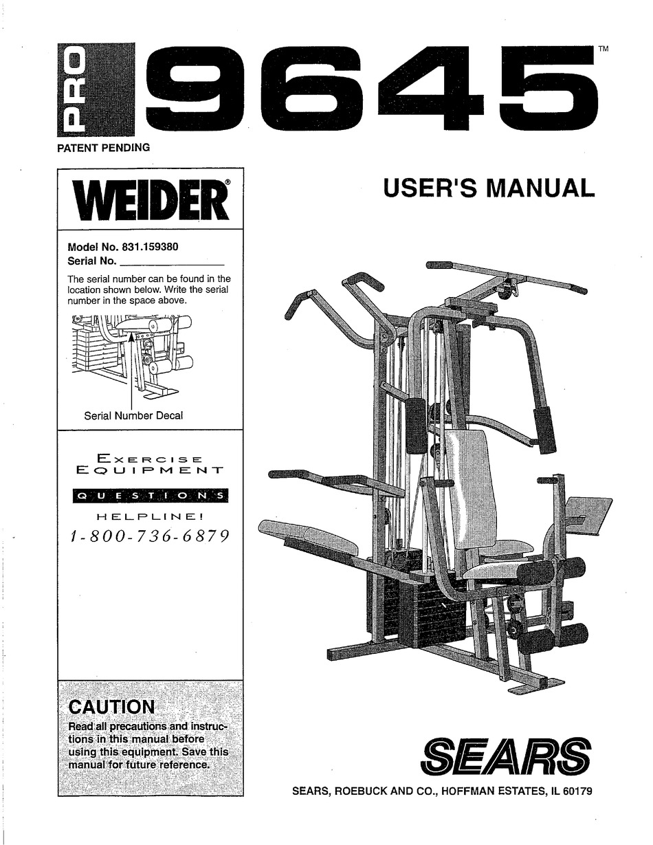 Weider Pro 9645 Manual Pdf Download Manualslib