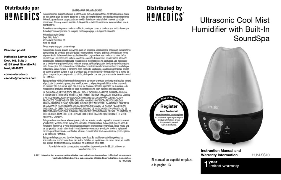 HOMEDICS HUMSS10IRM INSTRUCTION BOOK Pdf Download ManualsLib