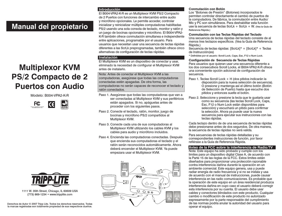 TRIPP LITE B004-VPA2-K-R MANUAL DEL PROPIETARIO Pdf Download | ManualsLib