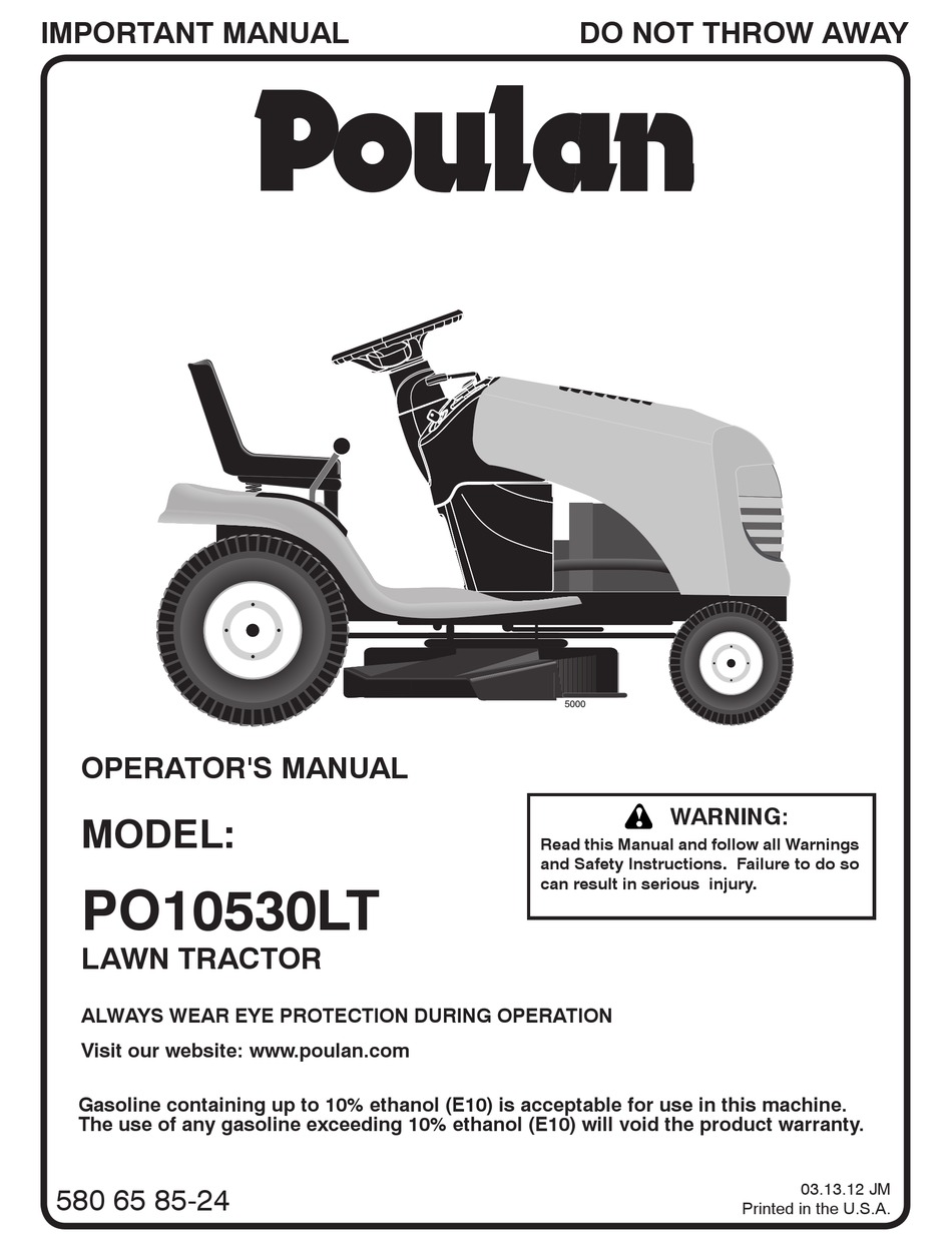 POULAN PRO PO10530LT USER MANUAL Pdf Download ManualsLib