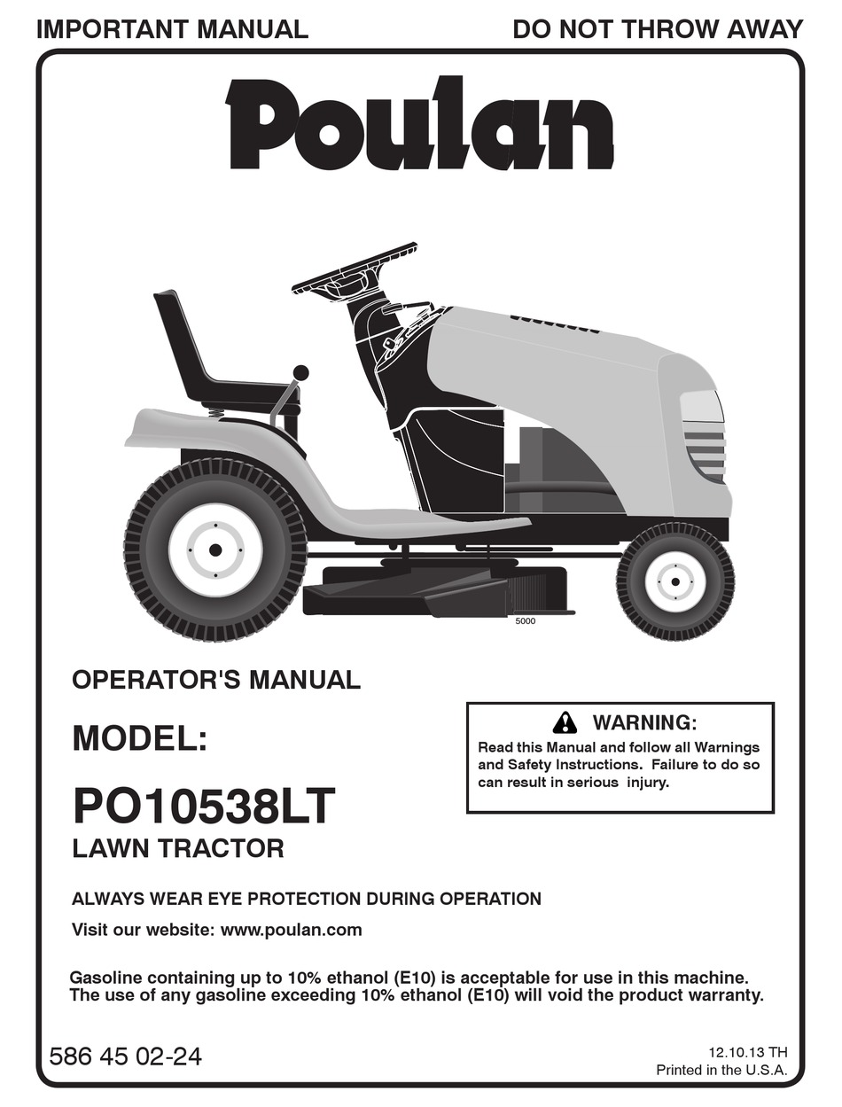 Poulan Pro Po Lt User Manual Pdf Download Manualslib